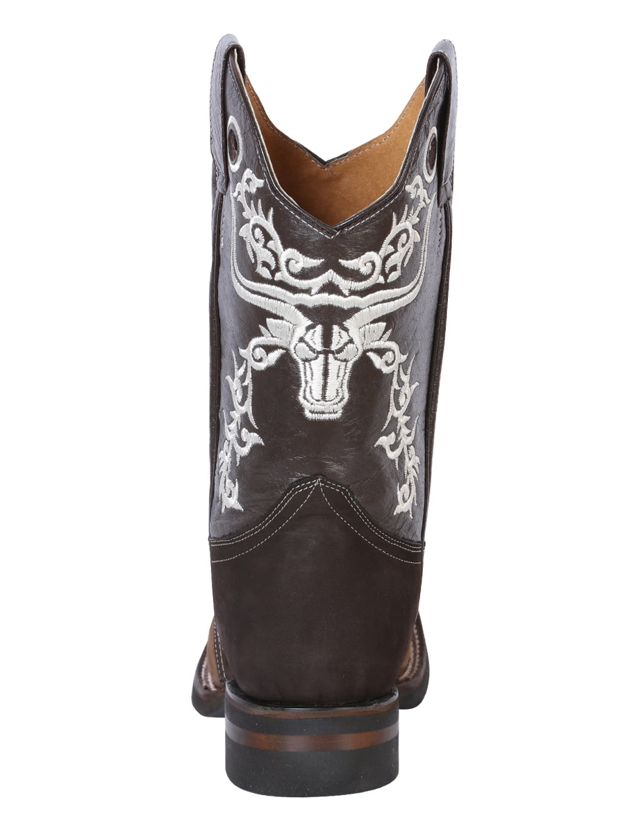 Bota Vaquera de Hombre El General Bordada Rodeo en Piel Crazy Color Camel/Chocolate 34311