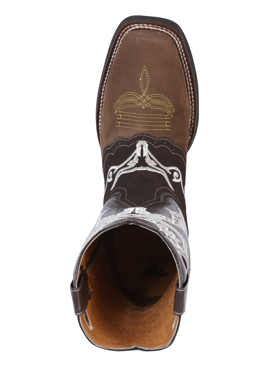 Bota Vaquera de Hombre El General Bordada Rodeo en Piel Crazy Color Camel/Chocolate 34311