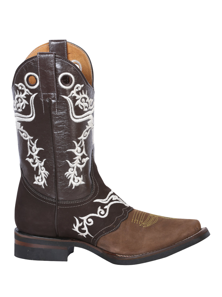 Bota Vaquera de Hombre El General Bordada Rodeo en Piel Crazy Color Camel/Chocolate 34311