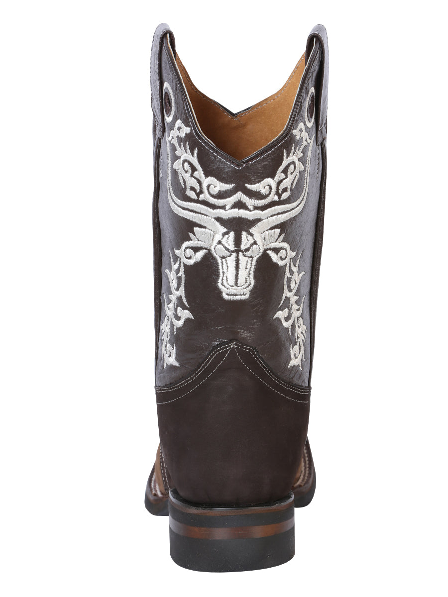 Bota Vaquera de Hombre El General Bordada Rodeo en Piel Crazy Color Camel/Chocolate 34311