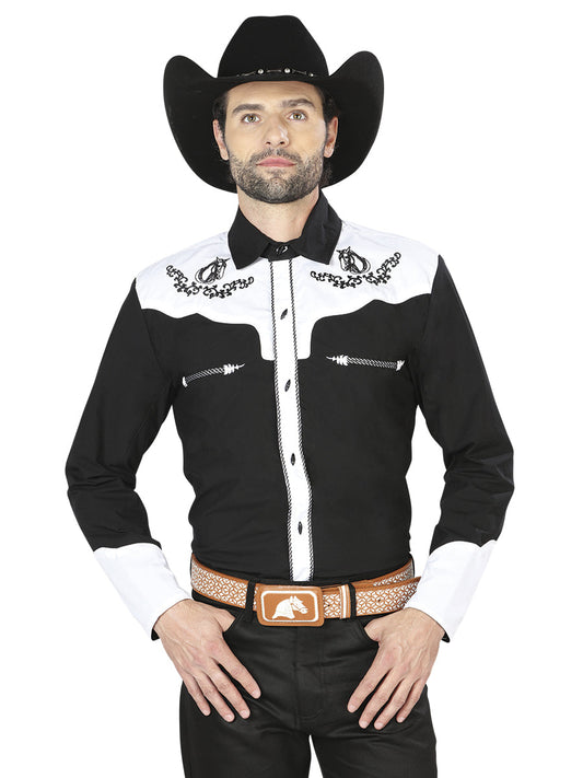 Camisa Vaquera de Hombre El General CVAP1021 Manga Larga Bordada en 65% Poliéster 35% Algodón 35186