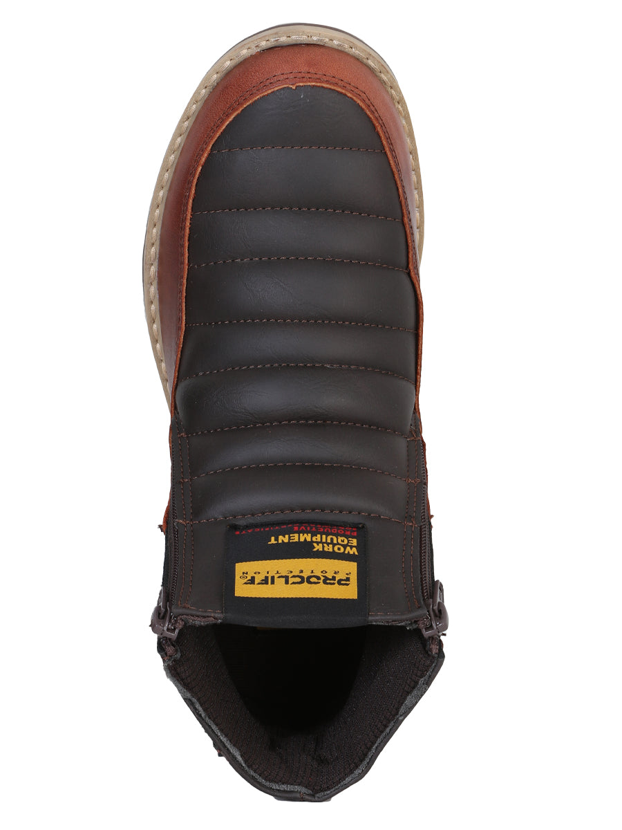 Bota de Mujer El General Trabajo en Piel Color Vino 35205