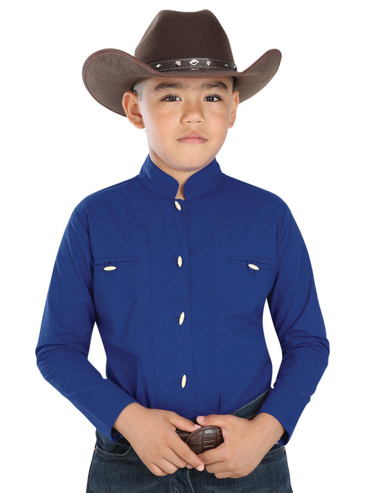 Camisa Vaquera de Niño El General MCHN11 Manga Larga Charro en 65% Poliéster 35% Algodón Color Azul 40368