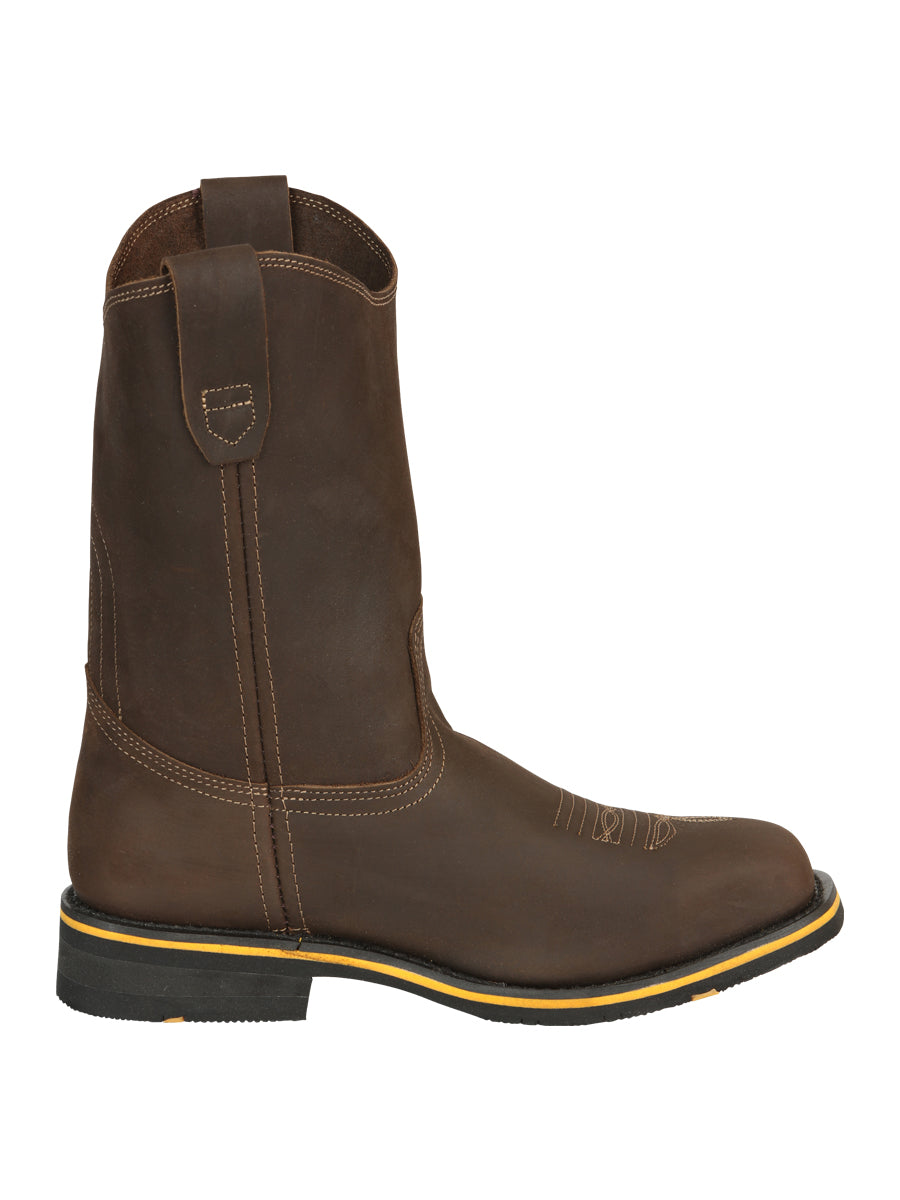 Botín Vaquero de Hombre El General Rodeo Trabajo en Piel Crazy Color Tan 41544
