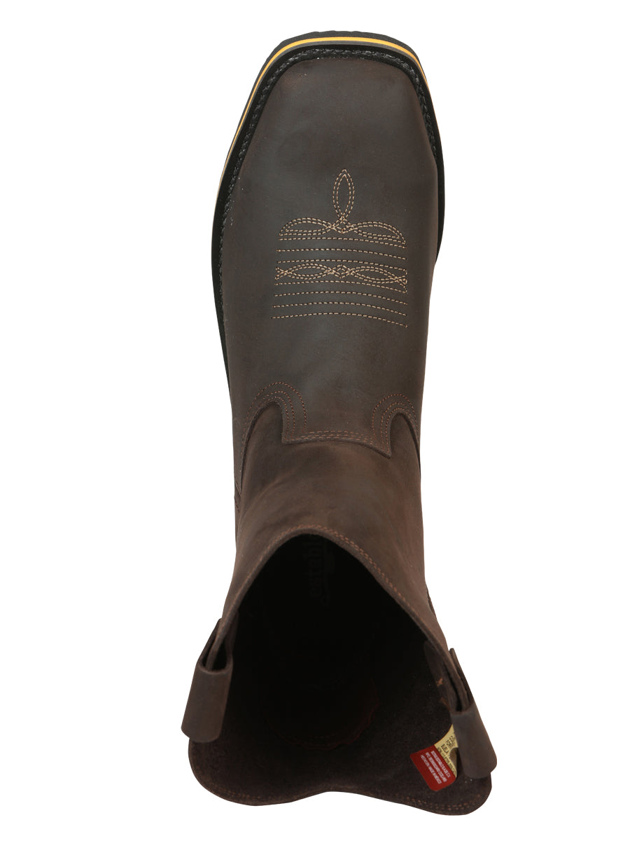 Botín Vaquero de Hombre El General Rodeo Trabajo en Piel Crazy Color Chocolate 41545