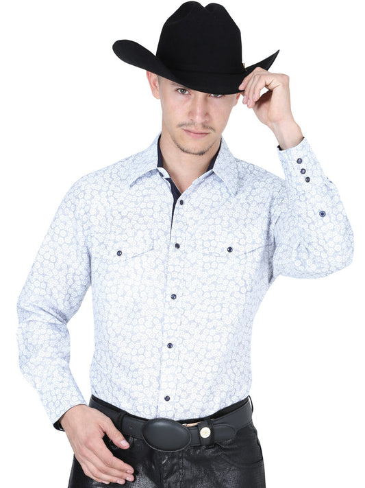 Camisa Vaquera de Hombre El Señor de los Cielos MCZ-31 Manga Larga Casual en 100% Poliéster Color Blanco 41762