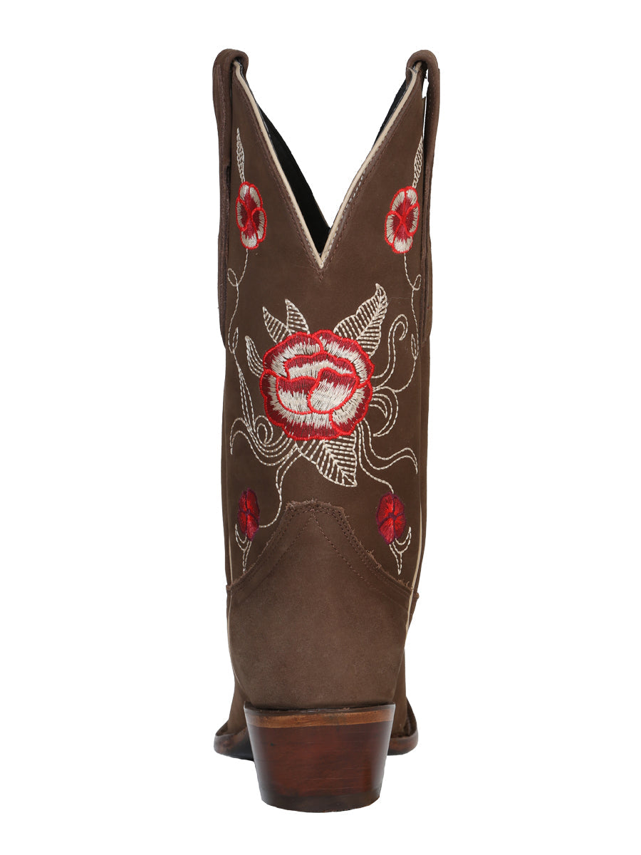 Bota Vaquera de Mujer El General Rodeo en Piel Bovino Nobuck Color Camel 41784