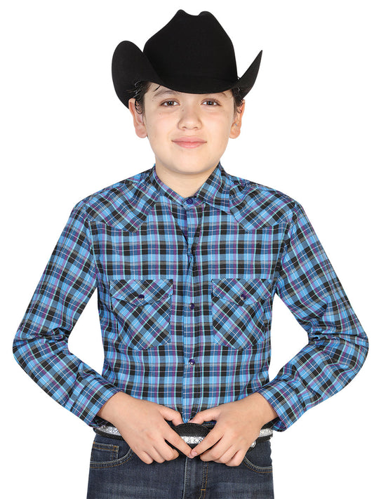 Camisa Vaquera de Niño El General 2019-48 en 55% Algodón 45% Poliéster Color Azul Rey 42320