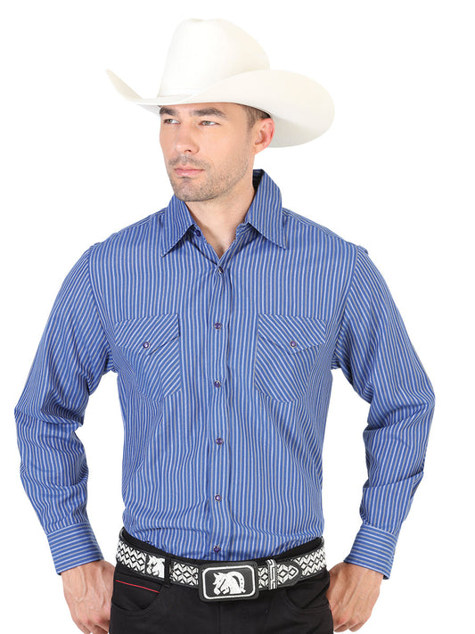Camisa Vaquera de Hombre El General 2019-53 Manga Larga Casual en 55% Algodón 45% Poliéster Color Azul Marino 42325