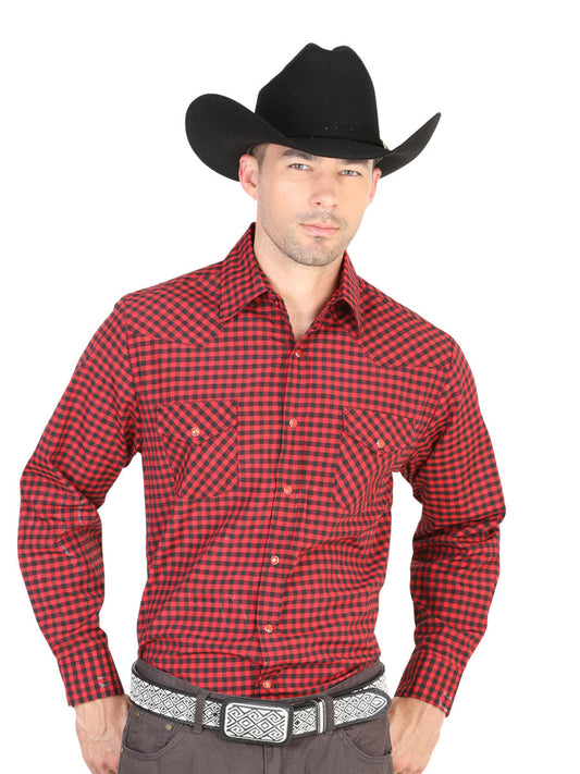 Camisa Vaquera de Hombre El General 2019-59 Manga Larga Casual en 55% Algodón 45% Poliéster Color Rojo 42331