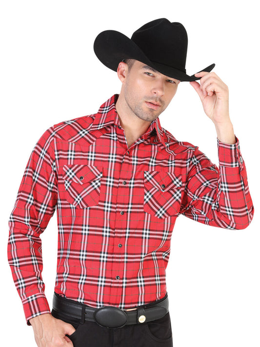 Camisa Vaquera de Hombre El General 2019-72 Manga Larga Casual en 55% Algodón 45% Poliéster Color Rojo 42462