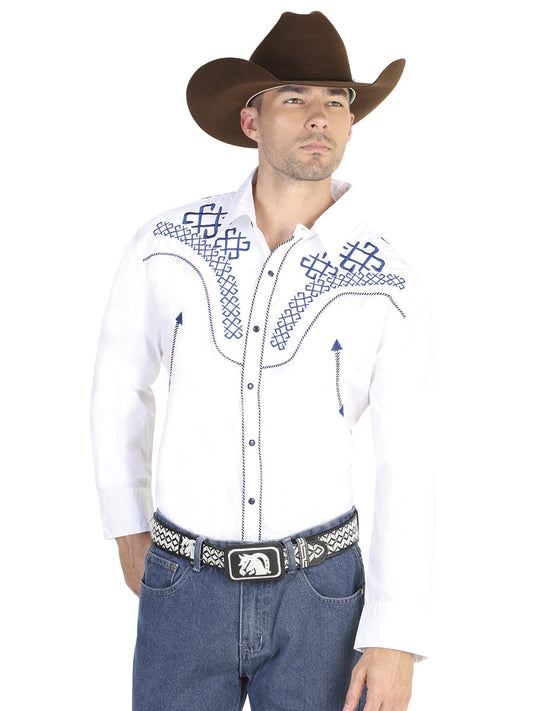 Camisa Vaquera de Hombre El General Bordada/o 2019-81 Bordada en 55% Algodón 45% Poliéster Color Blanco 42473
