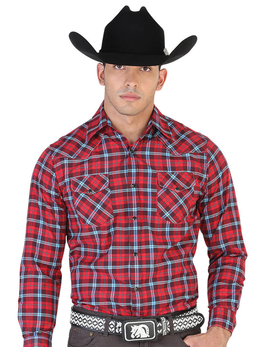 Camisa Vaquera de Hombre El General 2019-83 Manga Larga Casual en 55% Algodón 45% Poliéster Color Rojo 42483