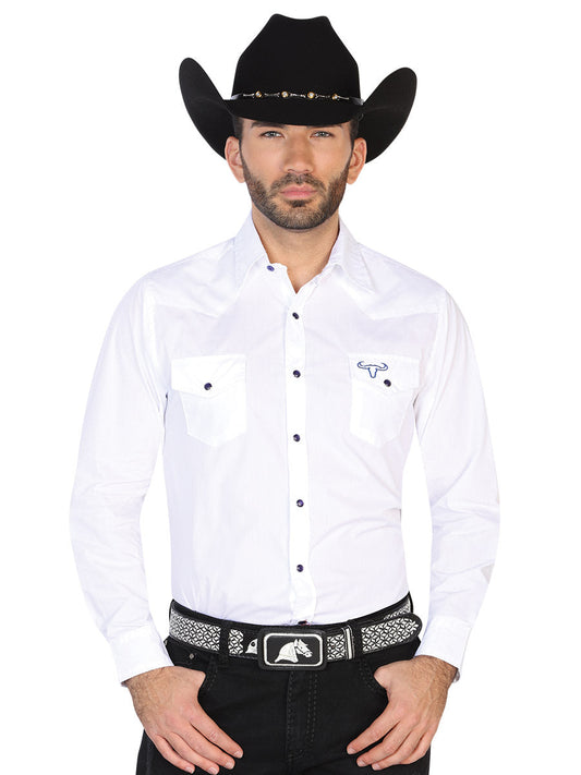 Camisa Vaquera de Hombre El General 2019-106 Manga Larga Casual en 55% Algodón 45% Poliéster Color Blanco 42525