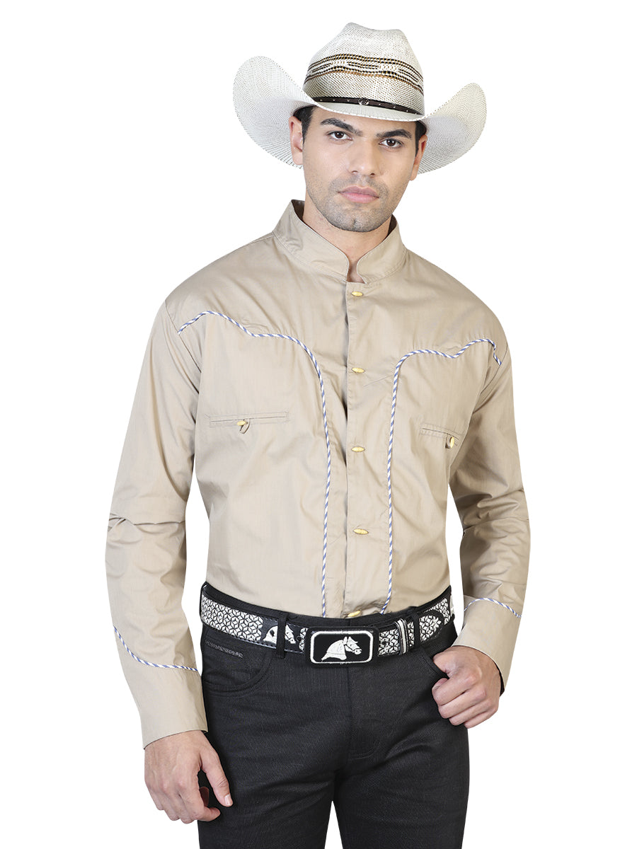Camisa Manga Larga El General 55% 45% Caqui
