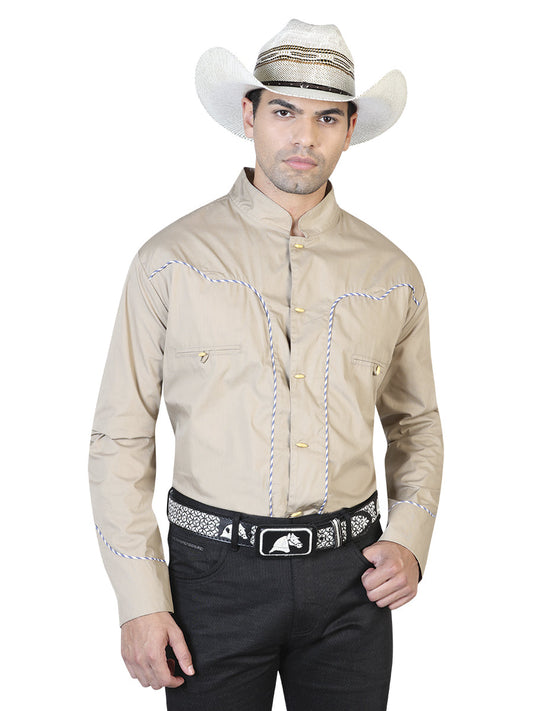 Camisa Vaquera de Hombre El General 2019-107 Charro Casual en 55% Algodón 45% Poliéster Color Khaki 42528