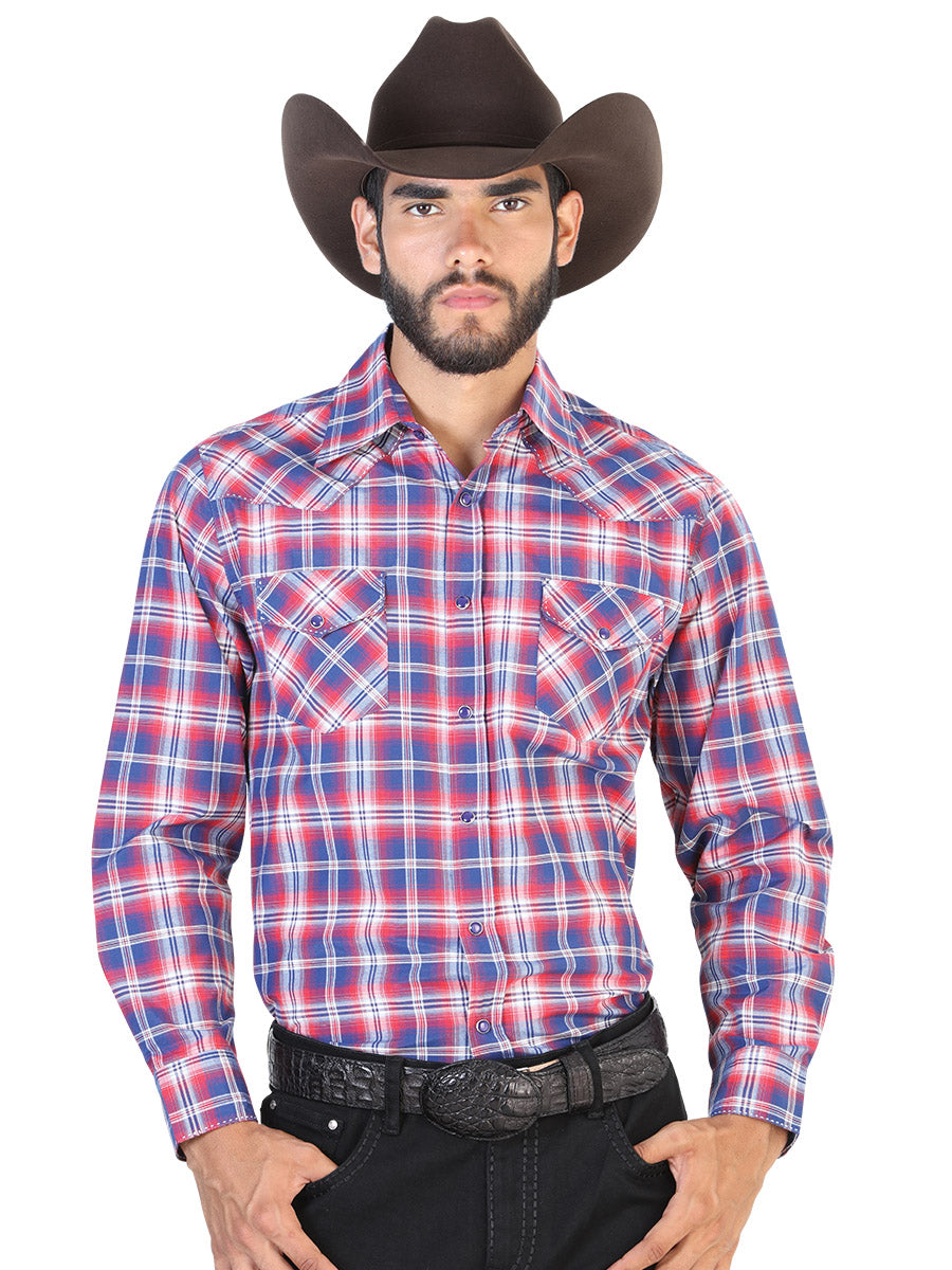 Camisa Manga Larga El General Vaquera Manga Larga 55% 45%Polyester Negro/Rojo