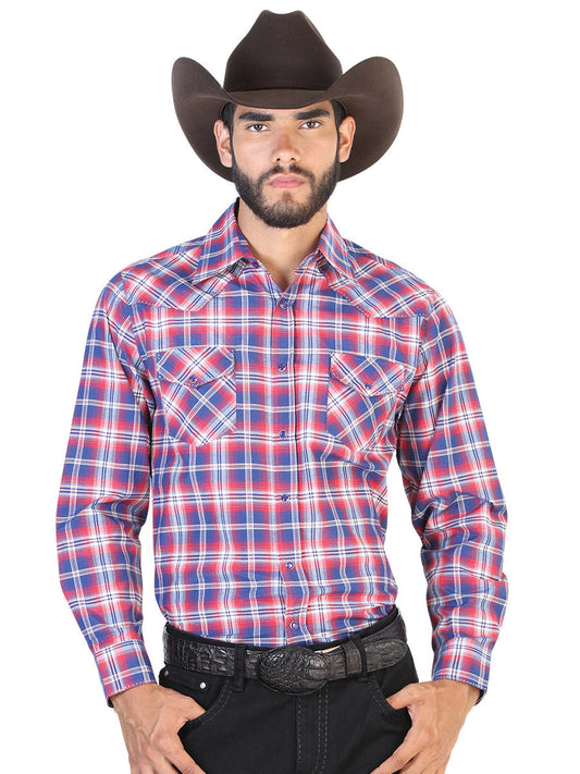 Camisa Vaquera de Hombre El General 2019-114 Manga Larga Casual en 55% Algodón 45% Poliéster Color Negro/Rojo 42545