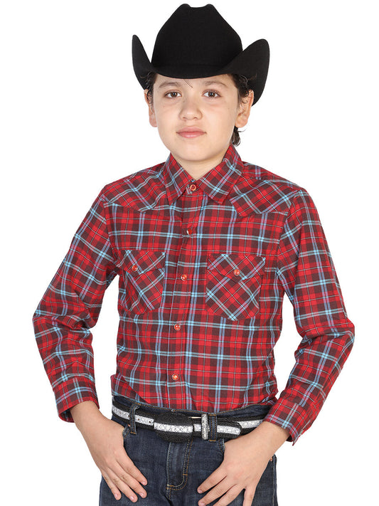 Camisa Vaquera de Niño El General 2019-121 en 55% Algodón 45% Poliéster Color Rojo 42562