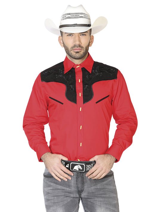 Camisa Vaquera de Hombre El General Ante/bordada 2019-129 Bordada en 55% Algodón 45% Poliéster Color Rojo 42576