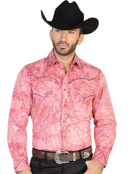 Camisa Vaquera de Hombre El General Estampada/bordada 2019-141 Bordada en 100% Algodón Color Rojo 42602