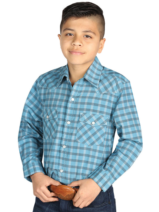 Camisa Vaquera de Niño El General 2019-151 en 55% Algodón 45% Poliéster Color Azul/Blanco 42615