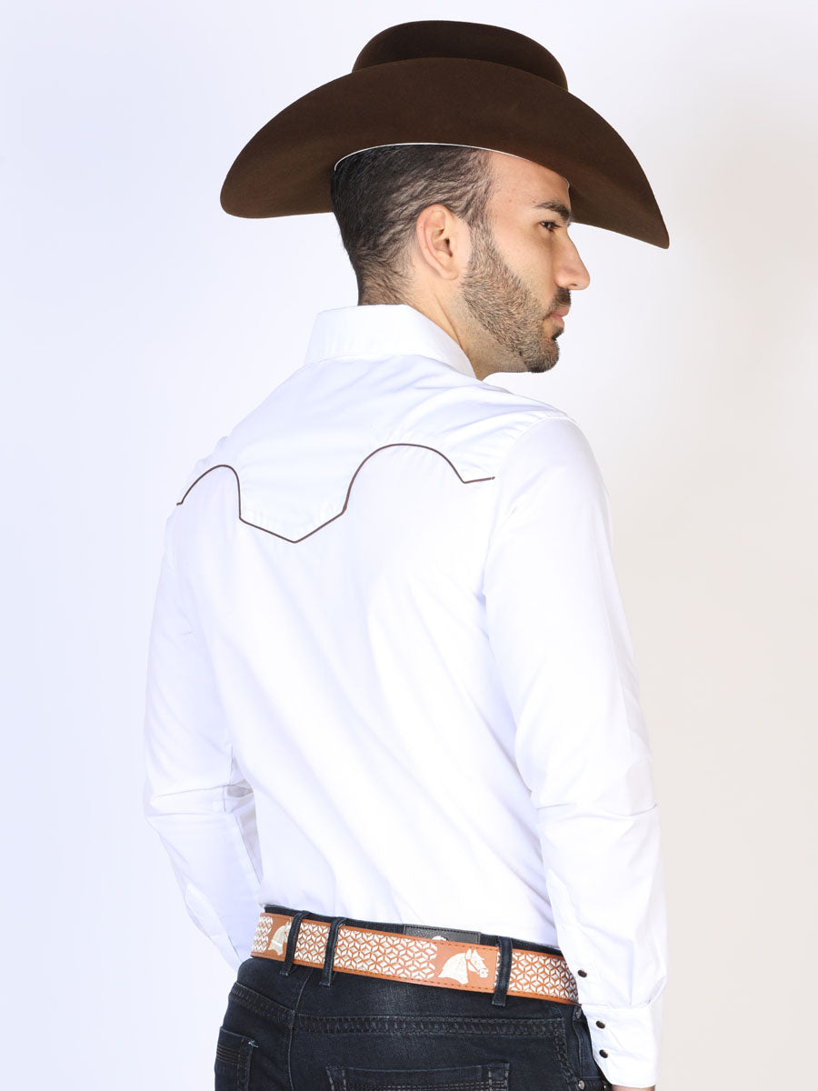 Camisa Manga Larga El Señor de los Cielos El Bordado Blanco/Negro
