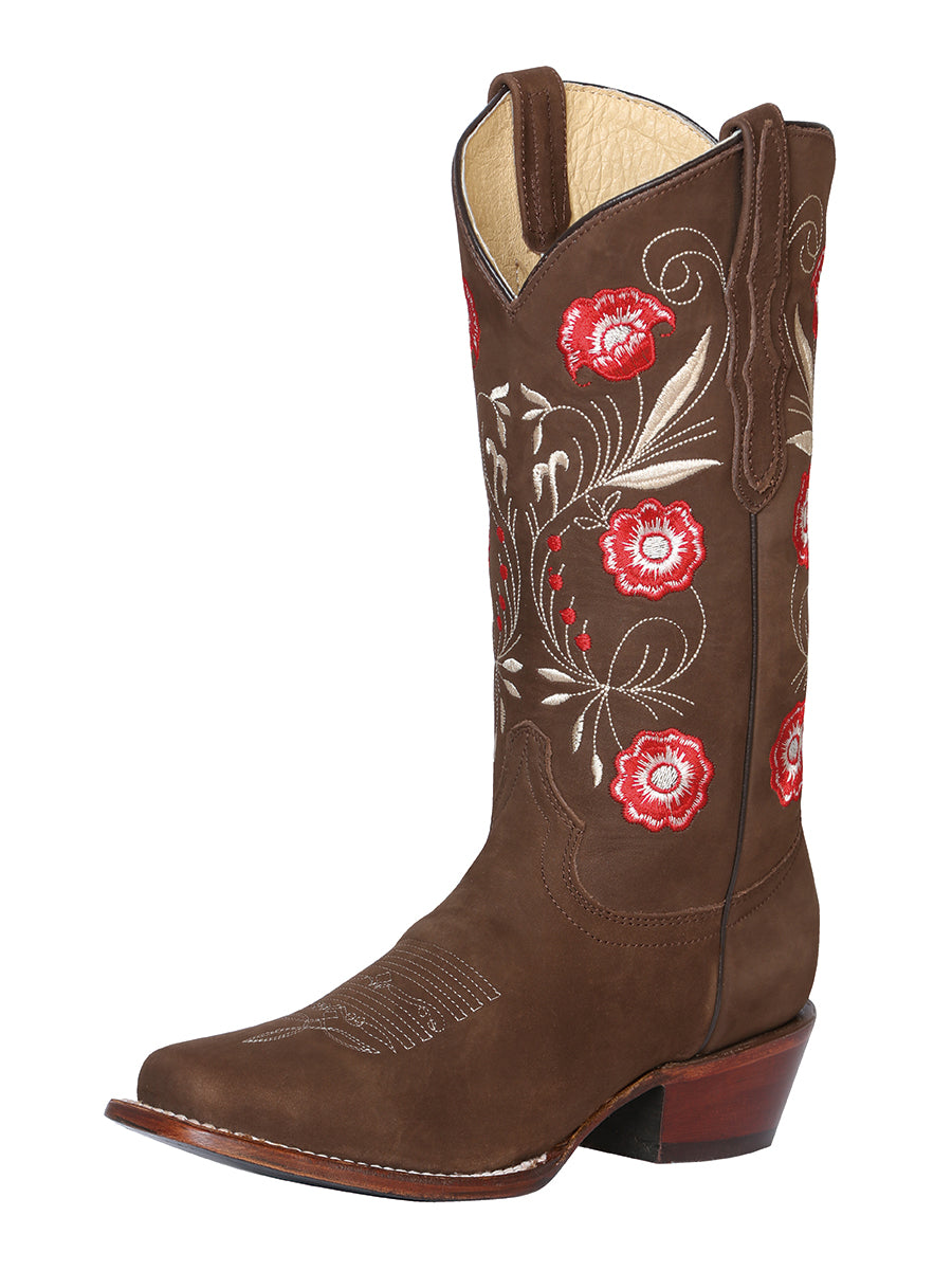 Bota Vaquera de Mujer El General Rodeo en Piel Bovino Nobuck Color Camel 42984