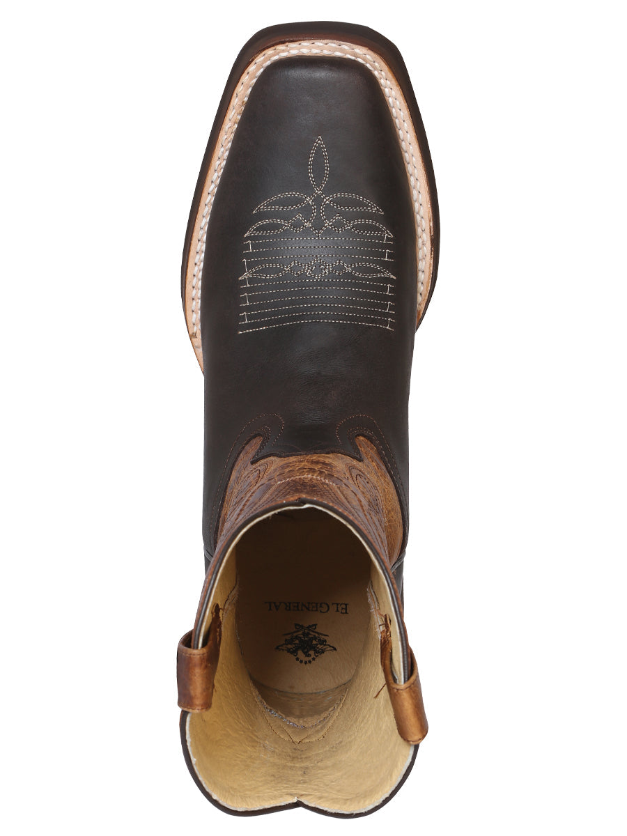 Bota Vaquera de Hombre El General Rodeo en Piel Bovino Crazy Color Chocolate 43004