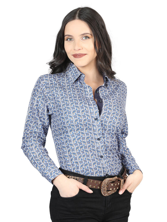 Camisa Vaquera de Mujer El Señor de los Cielos Manga Larga Casual en 100% Poliéster Color Azul 43014