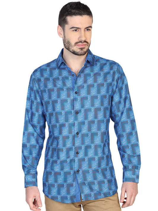 Camisa Vaquera de Hombre El Señor de los Cielos Manga Larga Casual en 100% Poliéster Color Azul 43019