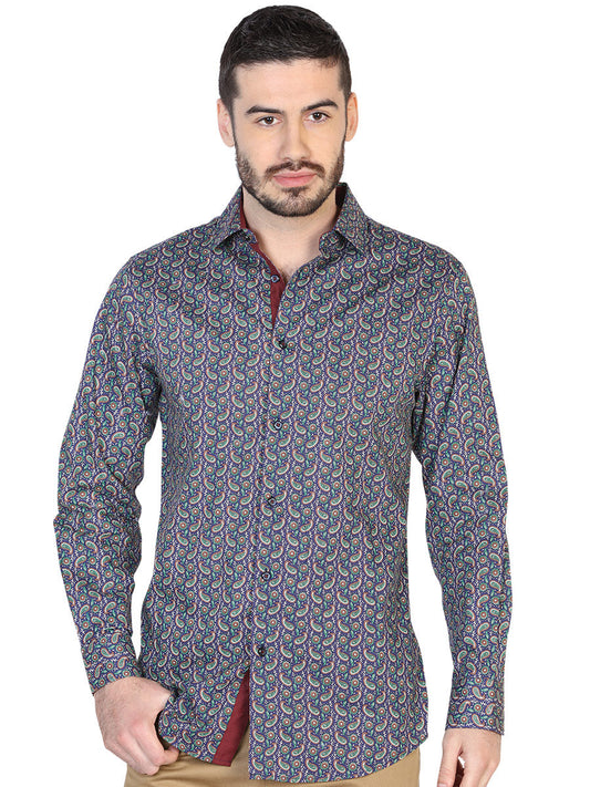 Camisa Vaquera de Hombre El Señor de los Cielos Manga Larga Casual en 100% Algodón Color Azul Marino 43069