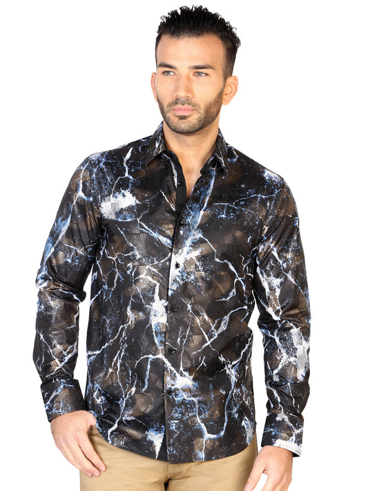 Camisa Vaquera de Hombre El General DE-17 Casual en 100% MODAL Color Negro/Blanco 43119