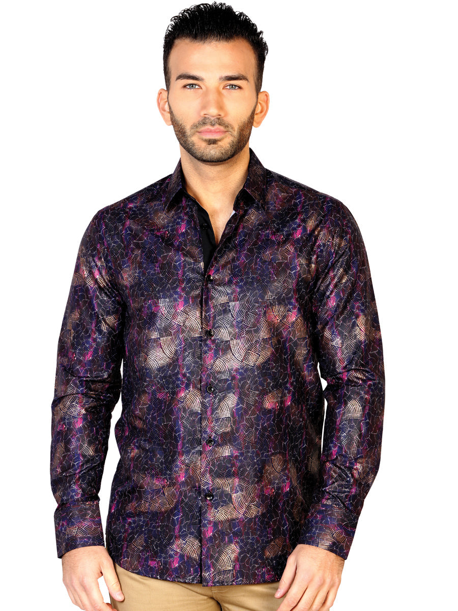 Camisa Manga Larga El General Casual 6# De 47 % Modal Negro/Vino