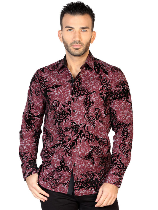 Camisa Vaquera de Hombre El General FL-03 Casual en 100% MODAL Color Vino 43133