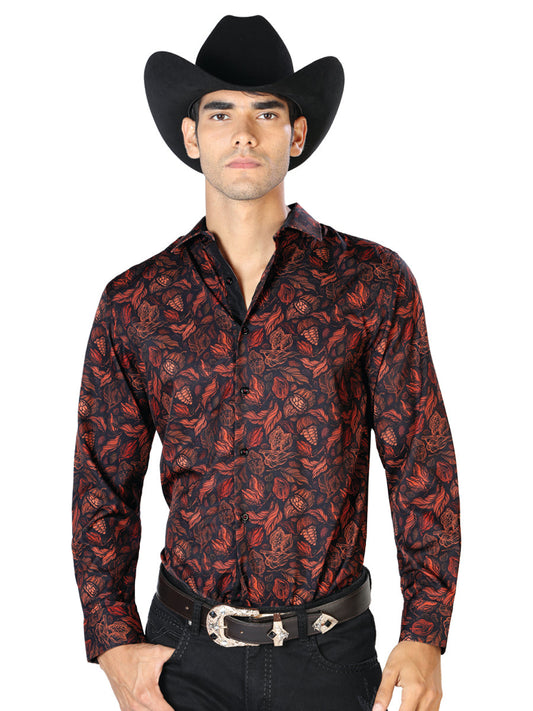 Camisa Vaquera de Hombre El Señor de los Cielos Manga Larga Casual en 97% Poliéster 3% Spandex Color Negro 43541
