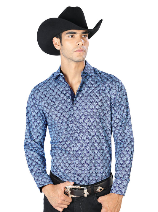 Camisa Vaquera de Hombre El Señor de los Cielos Manga Larga Casual en 97% Poliéster 3% Spandex Color Azul 43544