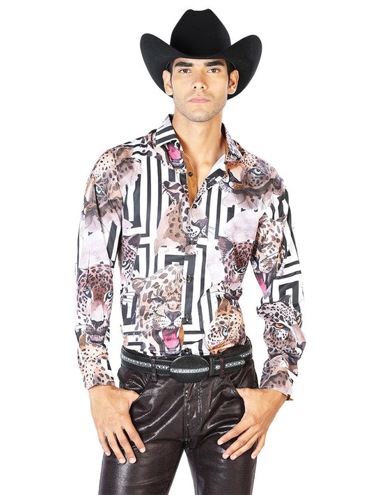 Camisa Vaquera de Hombre El Señor de los Cielos Manga Larga Casual en 97% Poliéster 3% Spandex 43551
