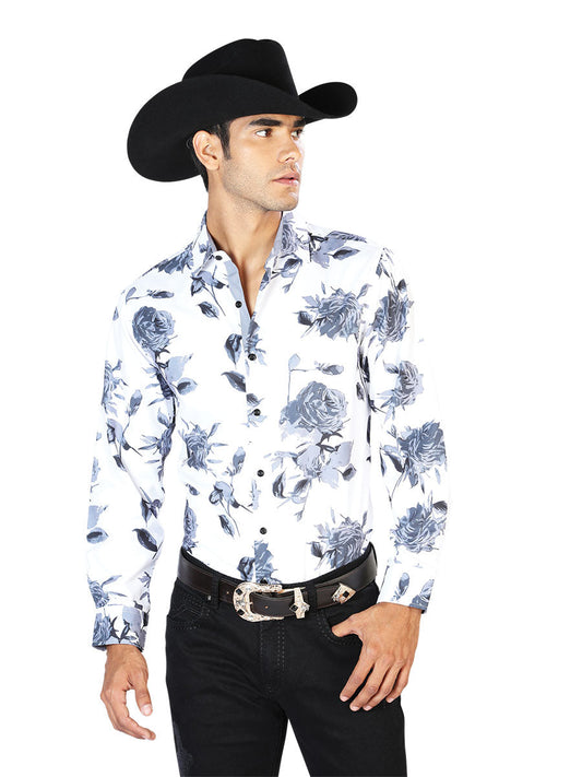 Camisa Vaquera de Hombre El Señor de los Cielos WH-212 Manga Larga Casual en 97% Poliéster 3% Spandex Color Gris 43559