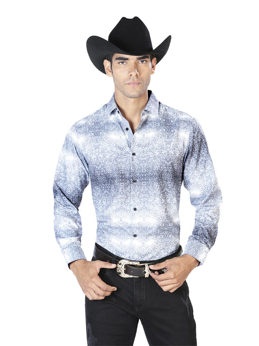 Camisa Vaquera de Hombre El Señor de los Cielos WH-004 Manga Larga Casual en 97% Poliéster 3% Spandex Color Gris 43562