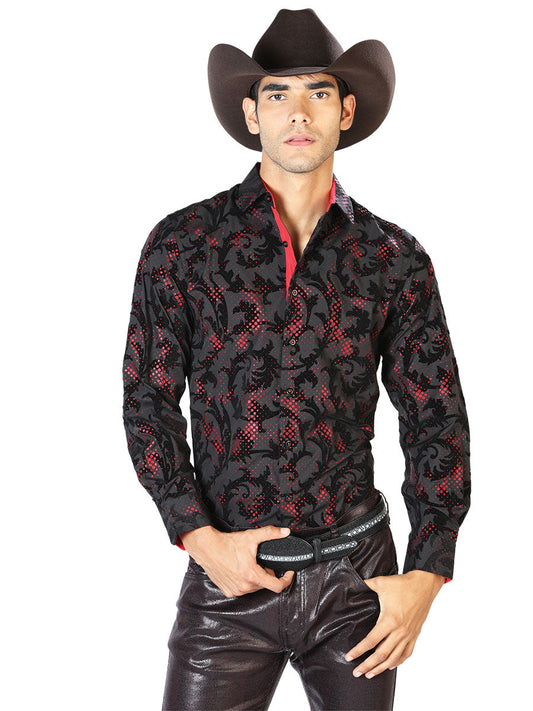 Camisa Vaquera de Hombre El Señor de los Cielos WH-017 Manga Larga Casual en 97% Poliéster 3% Spandex Color Negro 43586