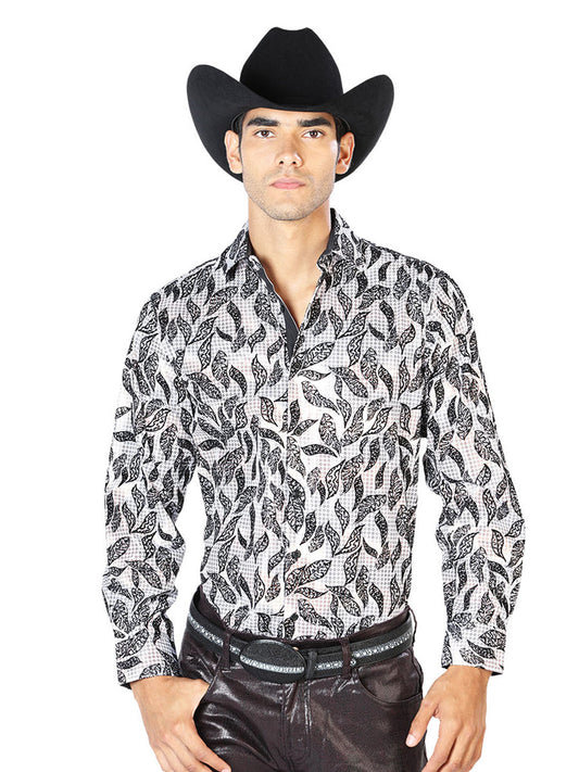 Camisa Vaquera de Hombre El Señor de los Cielos Manga Larga Casual en 97% Poliéster 3% Spandex Color Blanco 43587