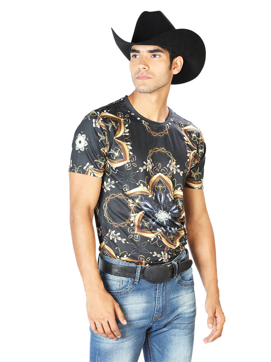 El Señor de los Cielos T Shirt S/SLEEVE El WH 97% Polyester 3% Spandex BLACK/GOLD
