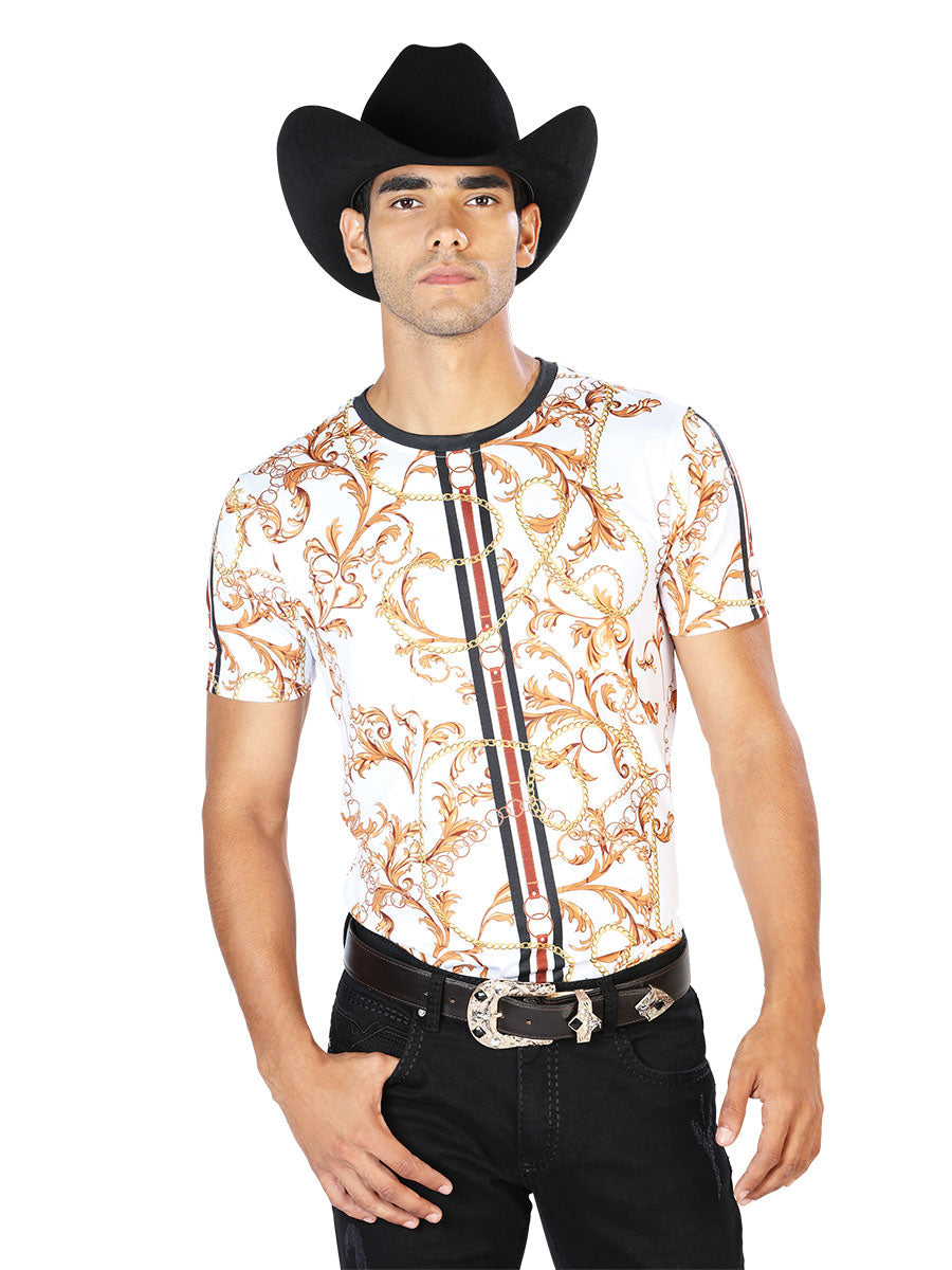 El Señor de los Cielos T Shirt S/SLEEVE El WH 97% Polyester 3% Spandex Off White/Gold