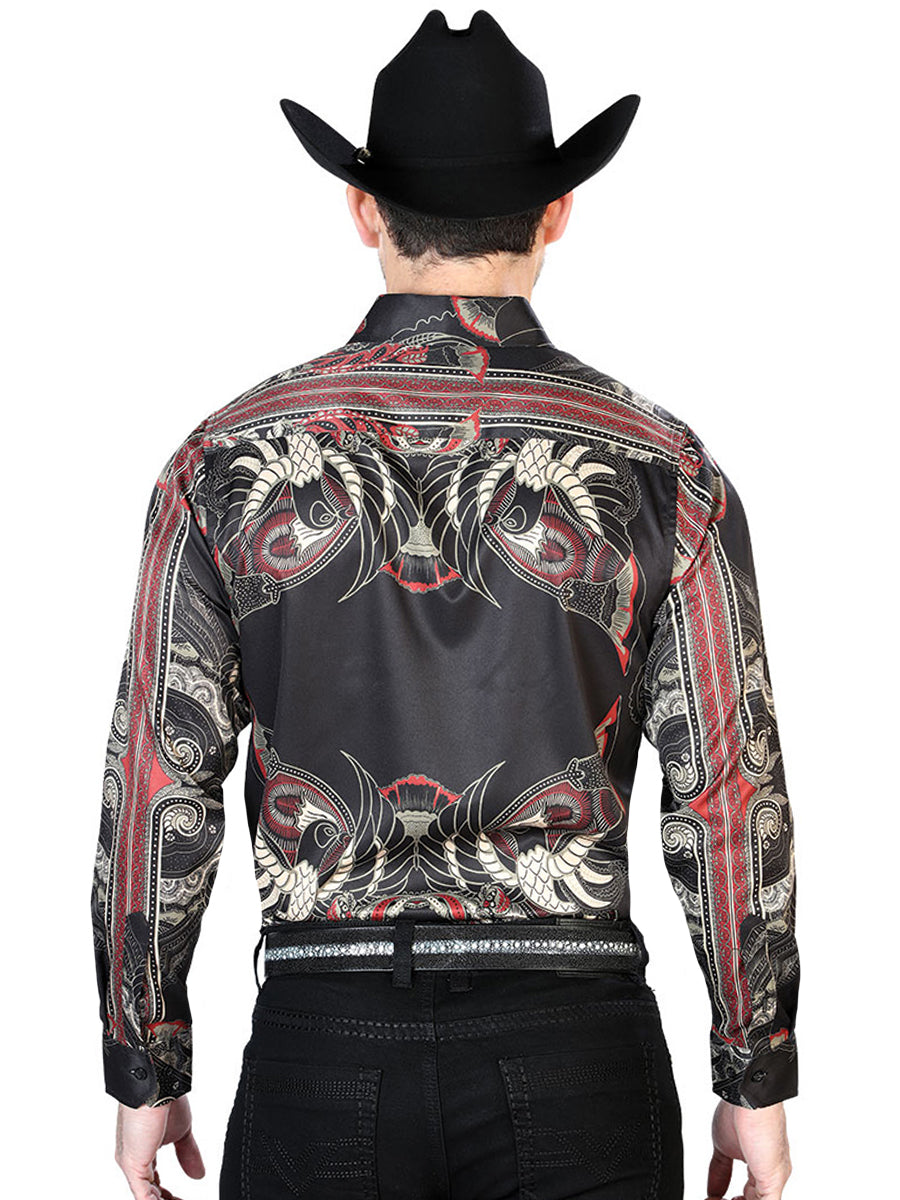 Camisa Vaquera de Hombre El Señor de los Cielos Manga Larga Casual en 97% Poliéster 3% Lycra Color Negro 43669