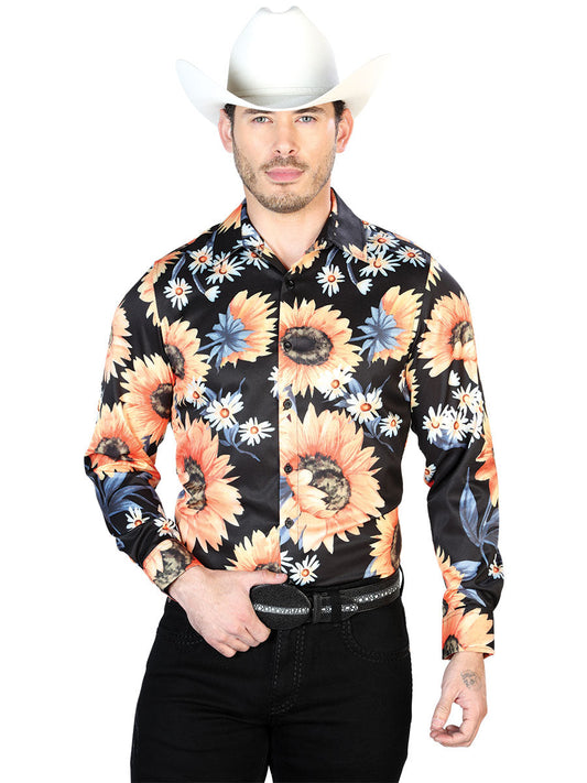 Camisa Vaquera de Hombre El Señor de los Cielos Manga Larga Casual en 97% Poliéster 3% Lycra Color Negro 43671
