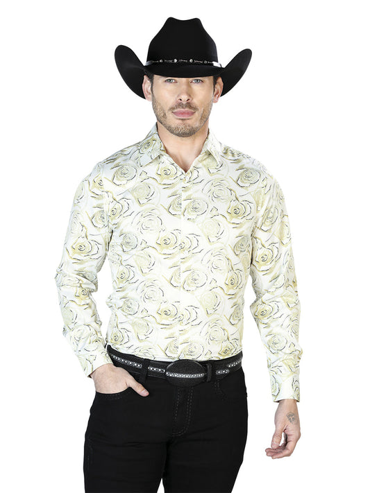 Camisa Vaquera de Hombre El Señor de los Cielos Manga Larga Casual en 97% Poliéster 3% Lycra Color Azul 43678