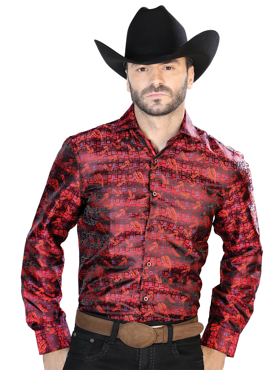 Camisa Manga Larga El Señor de los Cielos Casual L/ Manga El 2108030 % Rojo/Azul