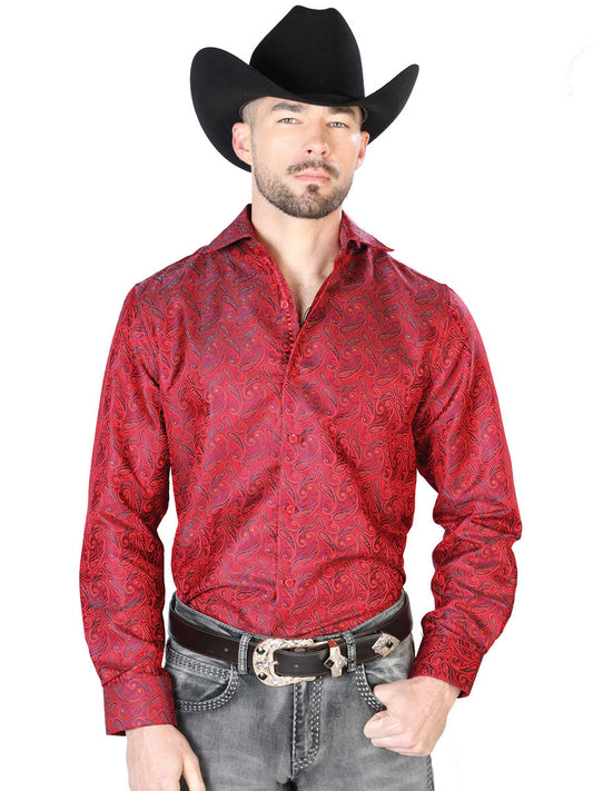 Camisa Vaquera de Hombre El Señor de los Cielos Malva/print Manga Larga Casual en 100% Microfibra (Poliéster) 43740