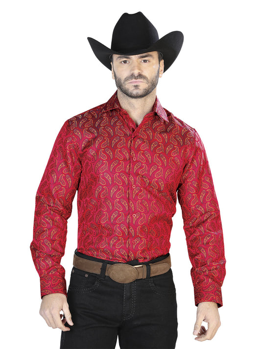 Camisa Vaquera de Hombre El Señor de los Cielos Malva/estmpado Manga Larga Casual en 100% Microfibra (Poliéster) 43741